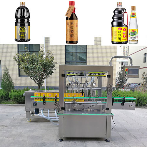 自動(dòng)化醬油醋灌裝機(jī)械流水線實(shí)拍圖以及樣品圖