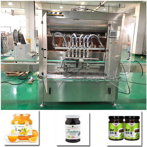大型全自動(dòng)水果醬灌裝機(jī)生產(chǎn)線實(shí)拍圖